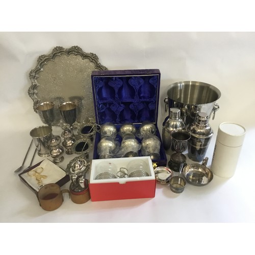 74 - A Large Collection of Silver Plate to include a Victorian Salver, Cocktail Shaker, Cruet Set, Egg To... 