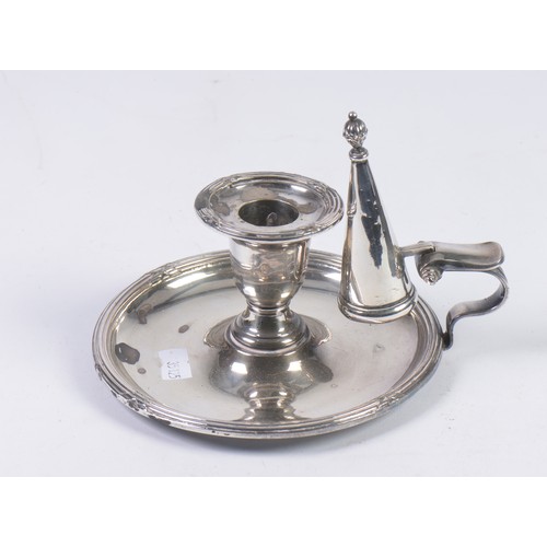 87 - A Silver Plated Chamber Candlestick.