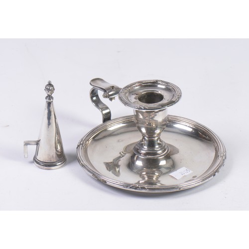 87 - A Silver Plated Chamber Candlestick.