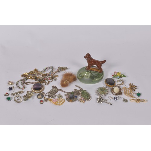 102 - A Collection of Costume Jewellery to include a Turtle Brooch, etc along with a Wade Pipe Holder.