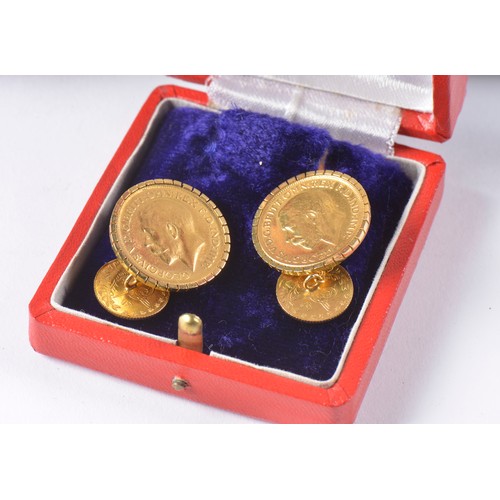 109 - A Pair of Sovereign Cufflinks with Arab Coins in Case.