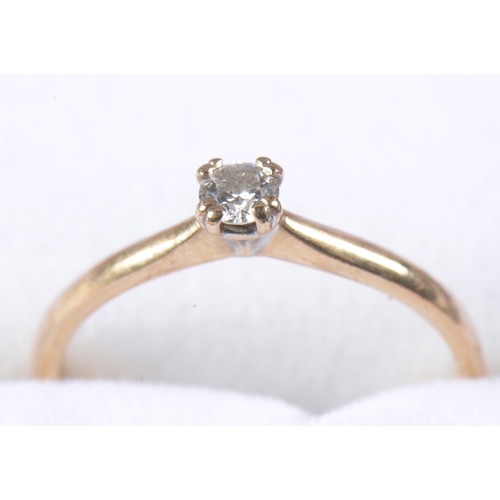 114 - A Ladies 9ct Gold Single Diamond Ring with an Original Receipt & Box.