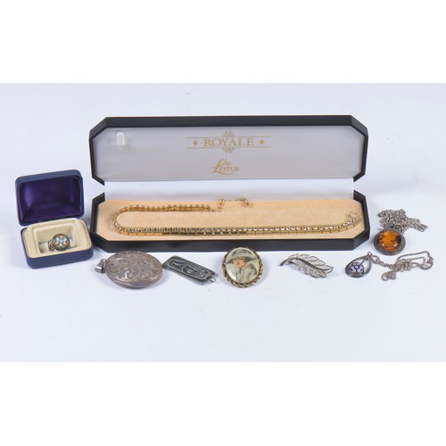 149 - A Collection of Silver items to include a Pendant on chain, Lockets, Pendant & a Royal Gold Coloured... 