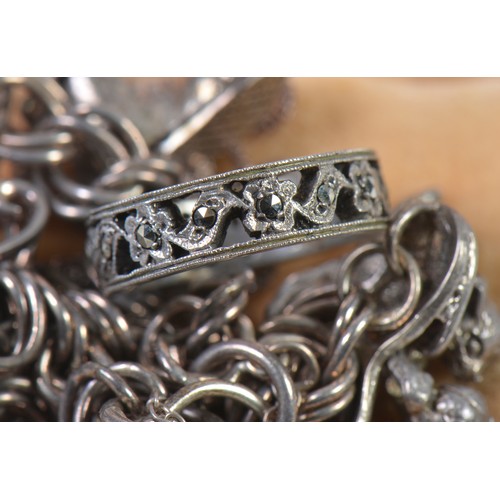 164 - A Silver Bracelet with Charms, Silver Chain, etc.