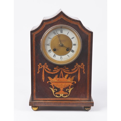 276 - An Edwardian Mahogany Satinwood inlaid Bracket Clock with a French movement. No: 1882.