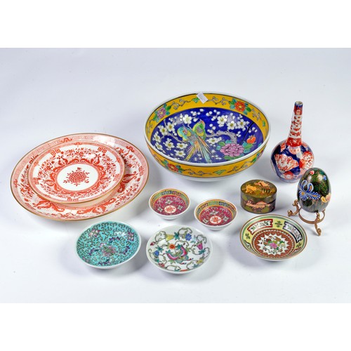 306 - A Chinese Porcelain Bowl, two Japanese Plates, an Imari Vase, etc.