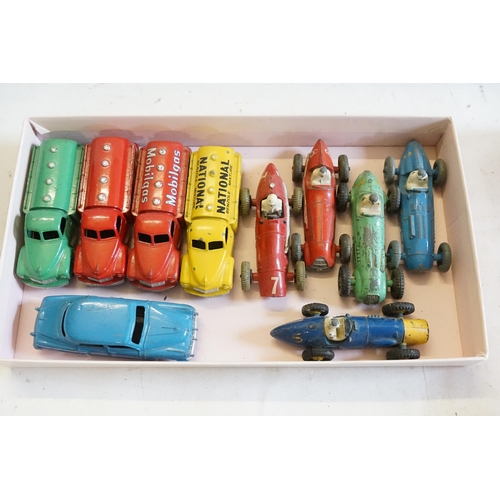 917 - A Tray of 9 x 1950s Dinky models to include Racing Cars, 4 x Studebaker Tankers, a Studebaker & a Cr... 