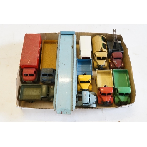 919 - A Tray of 10 x 1950s Dinky models to include Bedford's, Pullmore Car Transporter, etc. All in varyin... 