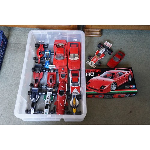 963 - A Boxed Unmade Tamiya 1/24th Scale Ferrari F40 Kit along with 14 Unboxed models to include Burago, O... 