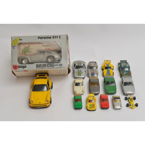 990 - A Tray of Porsche models to include a Boxed Burago 1/24th scale No: 102 