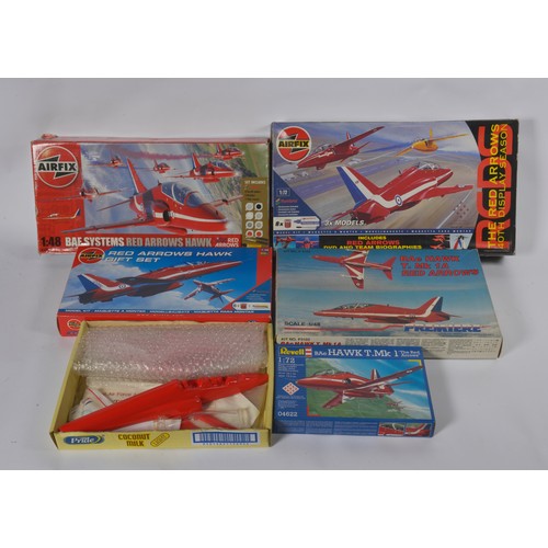 1052 - A Collection of 6 x Unmade Plastic Kits to include 3 x Airfix Red Arrow Plane Kits, a Premiere Red A... 