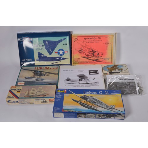 1055 - A Collection of 7 x Unmade Plastic Plane Kits to include 2 x Revell, Modellbaustudio Rhein-Ruhr, Avi... 