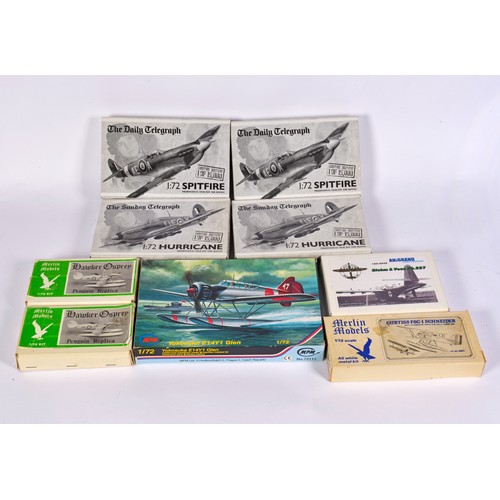 1056 - A Collection of 9 x Unmade Plastic Plane Kits to include 4 x Revell, 3 x Merlin Models, MPM models &... 