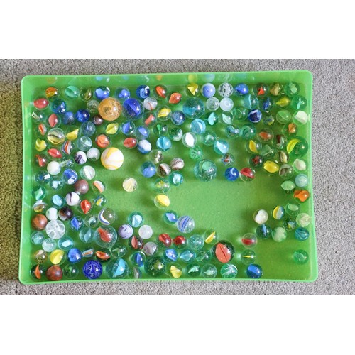 1097 - A Tray of 60+ Vintage Marbles in various sizes.