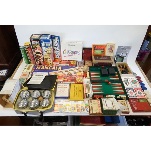 1100 - A Large Collection of mostly Boxed Games to include Boules, Backgammon, Jenga, Chess, Charades, Cont... 