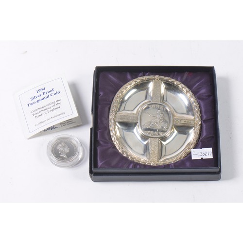 19 - A Silver Christopher Lawrence Bank of England 300th Anniversary Dish in Original Box along with a ba... 