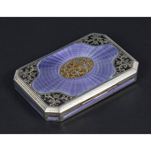 34 - A Fabulous Austrian Silver Cigarette Box with a Guilloche Enamel Top & Bottom to include Plique Ajou... 