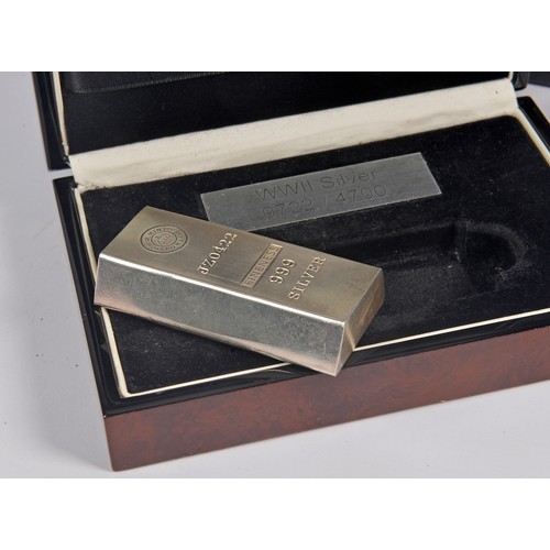 45 - A 10oz World War II Silver Ingot made from the Wreck of the SS Gairsoppa, sunk in 1941 complete with... 