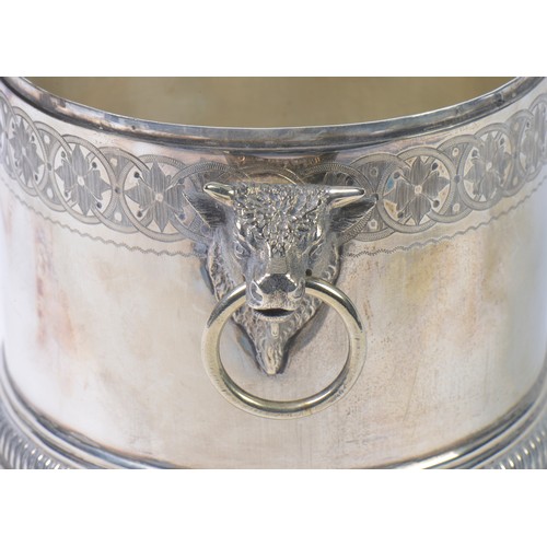 99 - A Victorian Silver Plated Biscuit Barrel with Bull's End Handles.