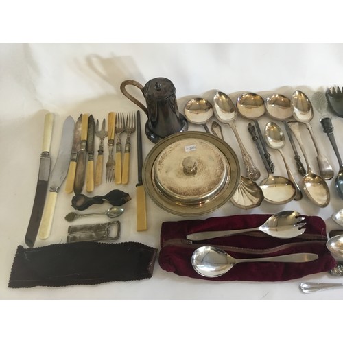 106 - A Set of Four Victorian Silver Plated Apostle Spoons, Salad Servers, Ladles, Hot Water Jug, Muffin D... 