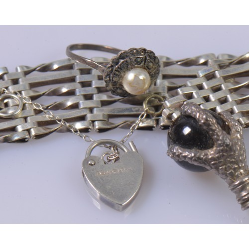 150 - A Collection of Silver Charms, Bracelets, (800) standard Necklace with Paste, Pearl Ring, etc.