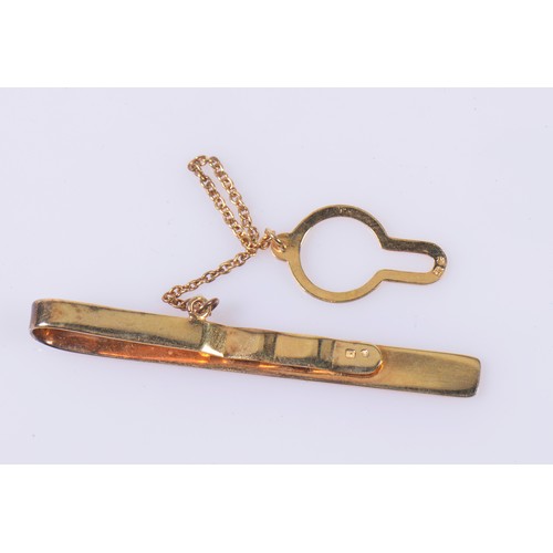 163 - An 835 marked Gilt Tie Pin with button hole safety pin.