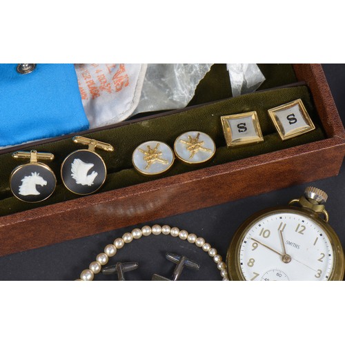 209 - A Pearl Necklace, Wedgwood Cufflinks, Rotary Wristwatch, Sekonda, Smiths Pocket Watch, Tie Pins cont... 