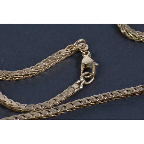 213 - A 9ct Gold Square Link Chain. Measuring: 66cms. Weighing: 22.4 grams.