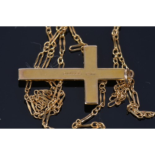 218 - A 9ct Gold Cain with a 9ct Gold Cross. Weighing: 1.8grams.