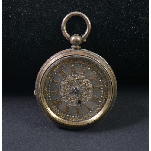 272 - A Silver Cased engraved Pocket Watch with Roman numerals.