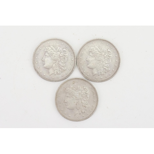 295 - A Collection of Three Silver American Trading Dollar Coins from the 1870s.