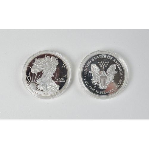 301 - A Pair of Liberty United States of America 1oz Fine Silver Dollars in Plastic Proof Cases.