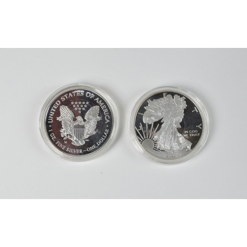 301 - A Pair of Liberty United States of America 1oz Fine Silver Dollars in Plastic Proof Cases.