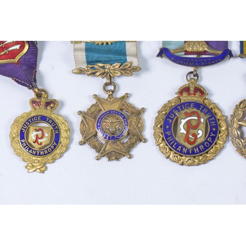 316 - A Collection of Buffalo Medals for the Devonshire Lodge No: 6 17th July 1956 in Silver & Enamel awar... 