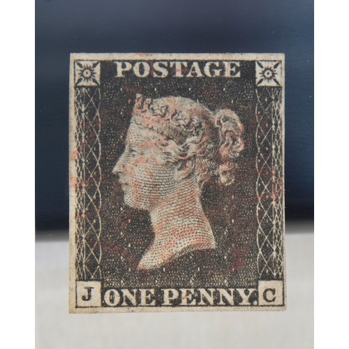 326 - A Penny Black Stamp, 4 Margin (Three Large), Used with Light Red Maltese Cross, Clear Profile, Fine ... 