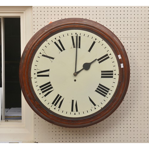 335 - A Late 19th Century Mahogany cased Tavern Clock with Roman Numerals, Black Hands fitted with a Brass... 