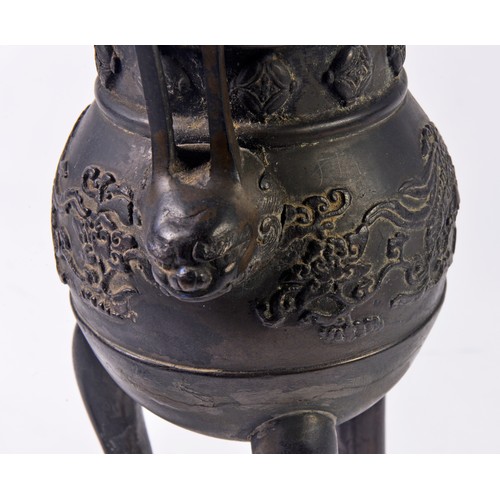 377 - An Early 20th Century Chinese Bronze Incense Burner. Measuring: 35cms.