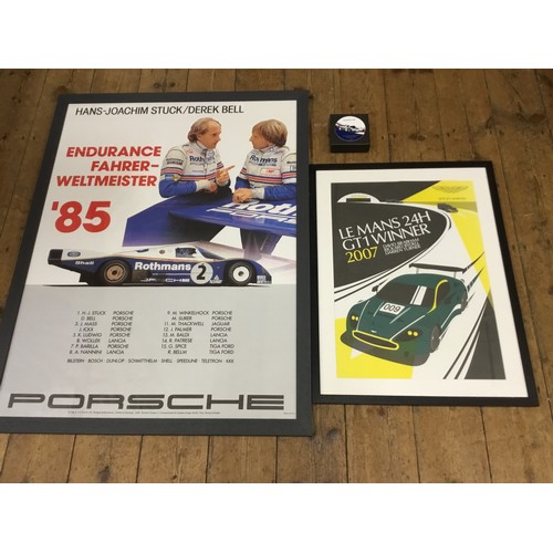 548 - A 1985 Porsche Poster in Frame for the '85  Endurance Fahrer-Weltmeister with Hans-Joachim Stuck & D... 