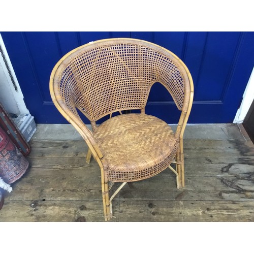 560 - A Vintage Curved & Steamed Bamboo & Rattan Chair.