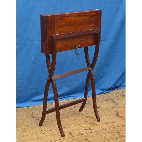 571 - A Victorian Mahogany Folding Ladies Coaching Table with Brass Lock. Measuring: 57cms x 56cms x 80cms... 