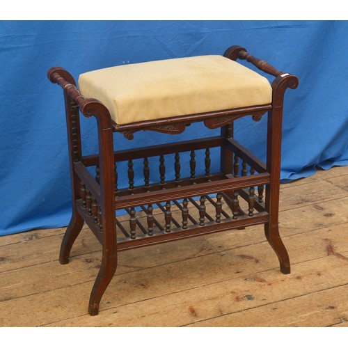 575 - A Victorian stained as Mahogany Rising Top patented Piano Stool. Measuring: 60cms across x 35cms dee... 