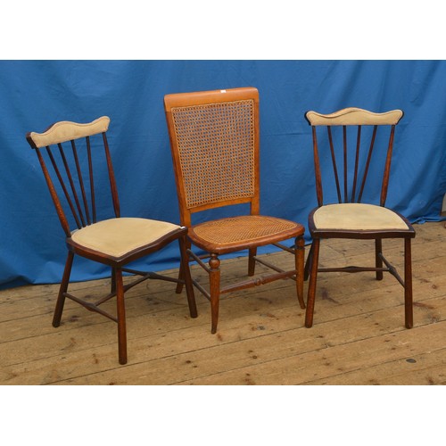 577 - A Pair of Edwardian Sheild Shaped Back Nursing Chairs & one other with a Bergere back.