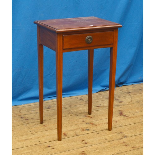 579 - An Edwardian Satinwood inlaid Single Drawers Night Table resting on square legs. Measuring: 46cms x ... 