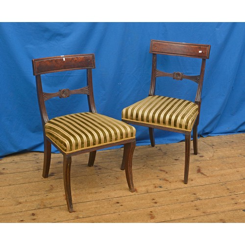 593 - A Pair of Regency Trafalgar Chairs in Mahogany resting on Sabre Front Legs.