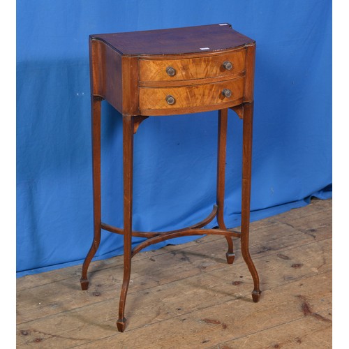 594 - An Adams design bow fronted & shaped Two Drawers Lamp Table resting on swept out legs. Measuring: 39... 