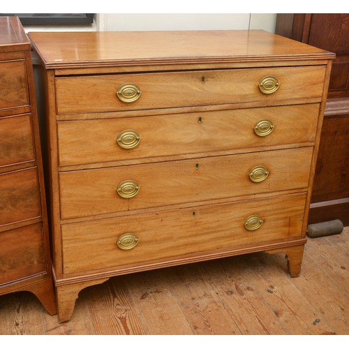 603 - A Victorian Mahogany Straight Front Chest of Four Graduated Drawers resting on Bracket Feet & Brass ... 