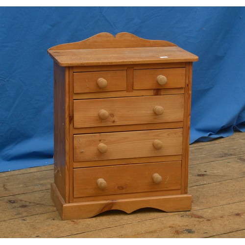 614 - A Miniature Straight Front Chest of Two Short & Three Long Drawers. Measuring: 36cms across x 19cms ... 