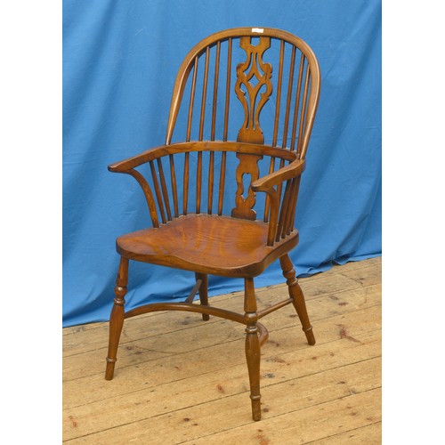 619 - An Oak Splat & Pierced Back Windsor Chair with 