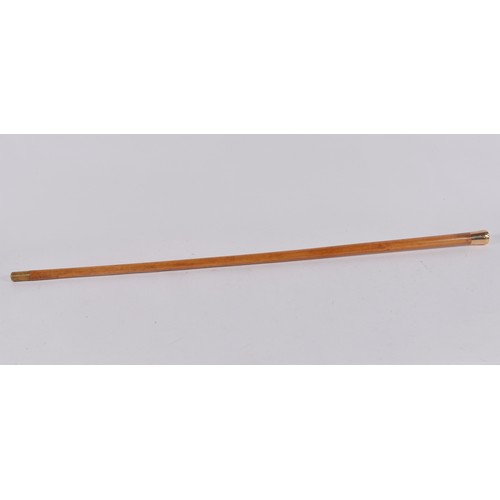 644 - A 9ct Gold Beechwood mounted Walking Stick.