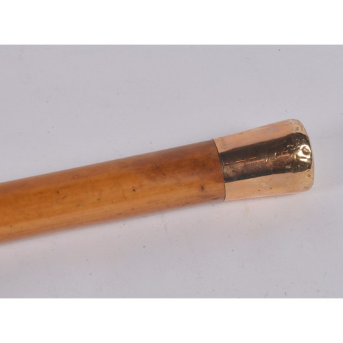 644 - A 9ct Gold Beechwood mounted Walking Stick.